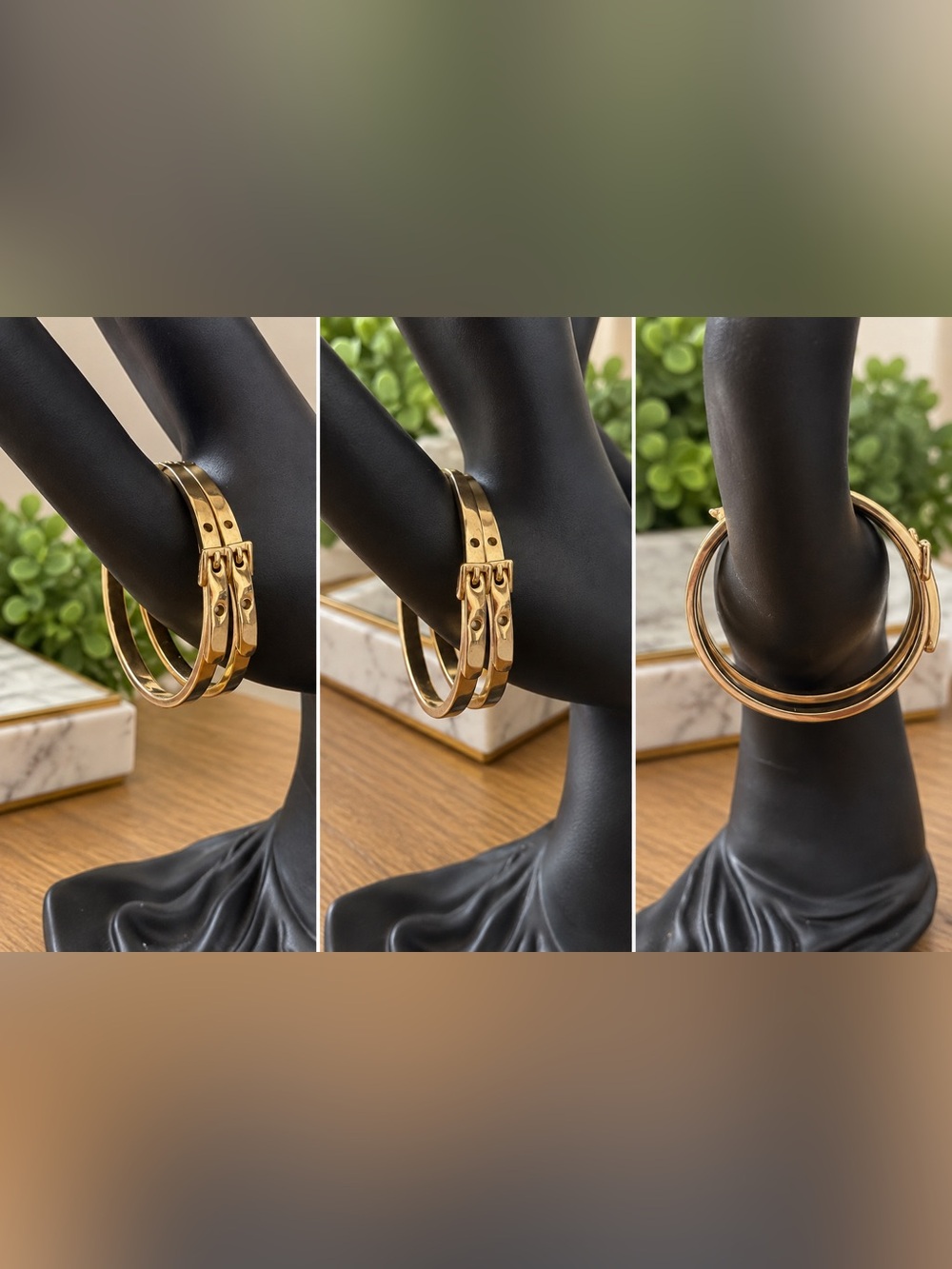 Michael Kors Buckle Collection Hoop Gold-Tone Earrings VGUC